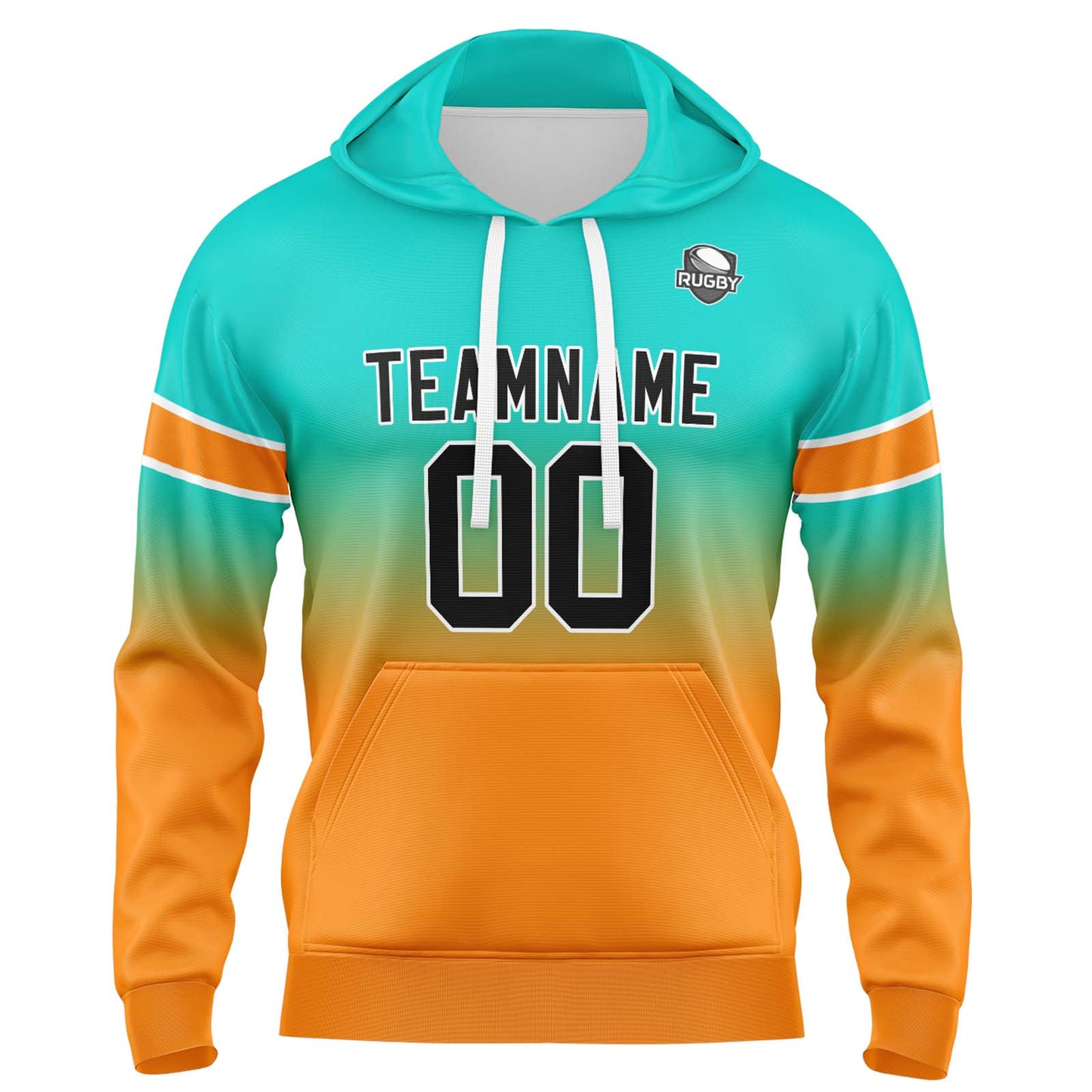 Custom Gradient Hoodie For Man Woman Girl Boy Print Your Logo Name Number Teal Orange