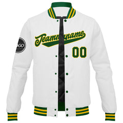 Custom Varsity Jacket Letterman Jacket For Men, Women And Youth Green Yellow White