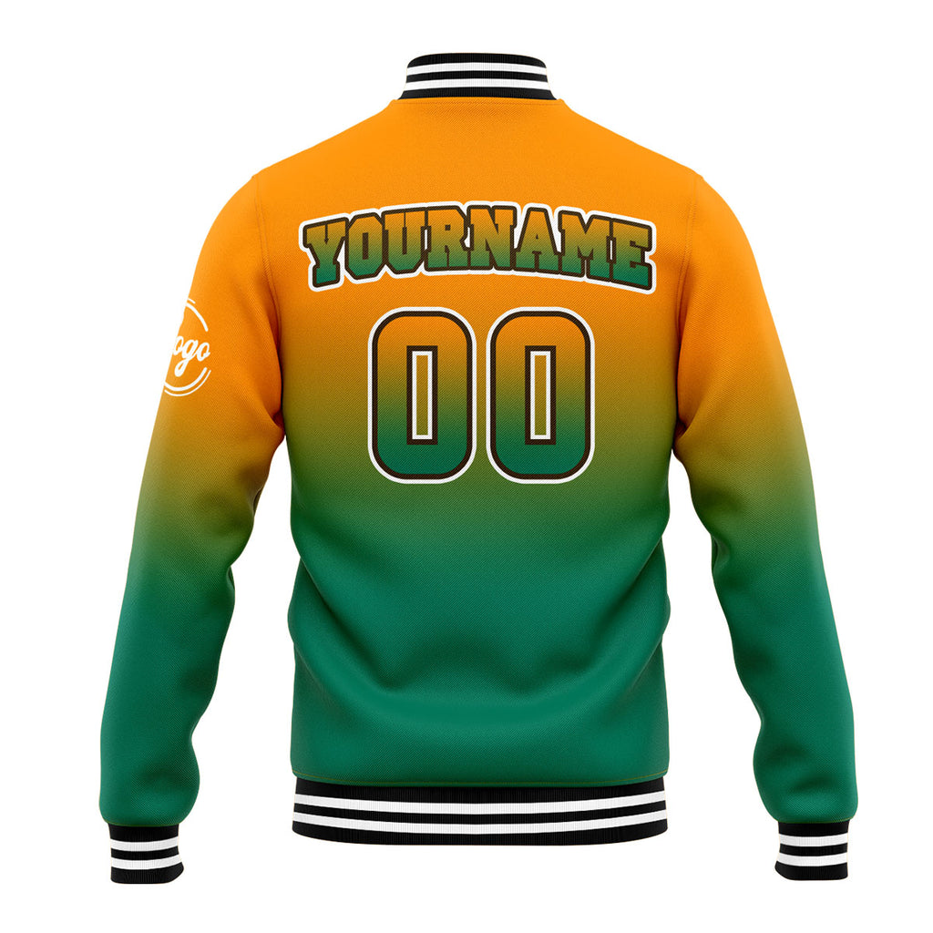 Custom Varsity Jacket Letterman Jacket For Men, Women And Youth Orang&Green