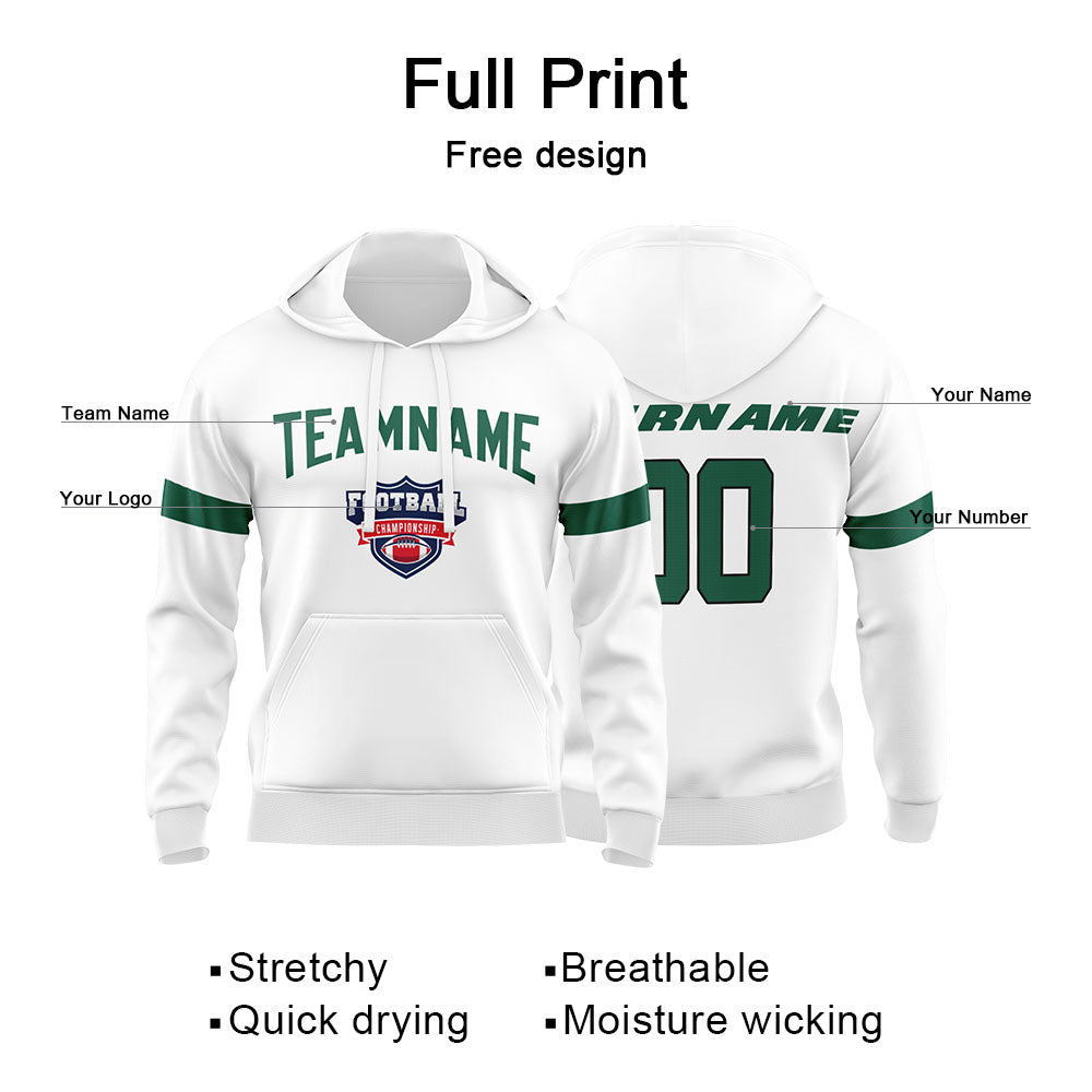 Custom Sweatshirt Hoodie For Men Women Girl Boy Print Your Logo Name Number White&Green&Black