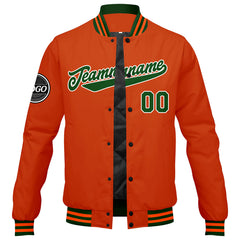 Custom Varsity Jacket Letterman Jacket For Men, Women And Youth Dark Green Orange