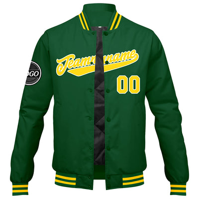 Custom Varsity Jacket Letterman Jacket For Men, Women And Youth Green Yellow