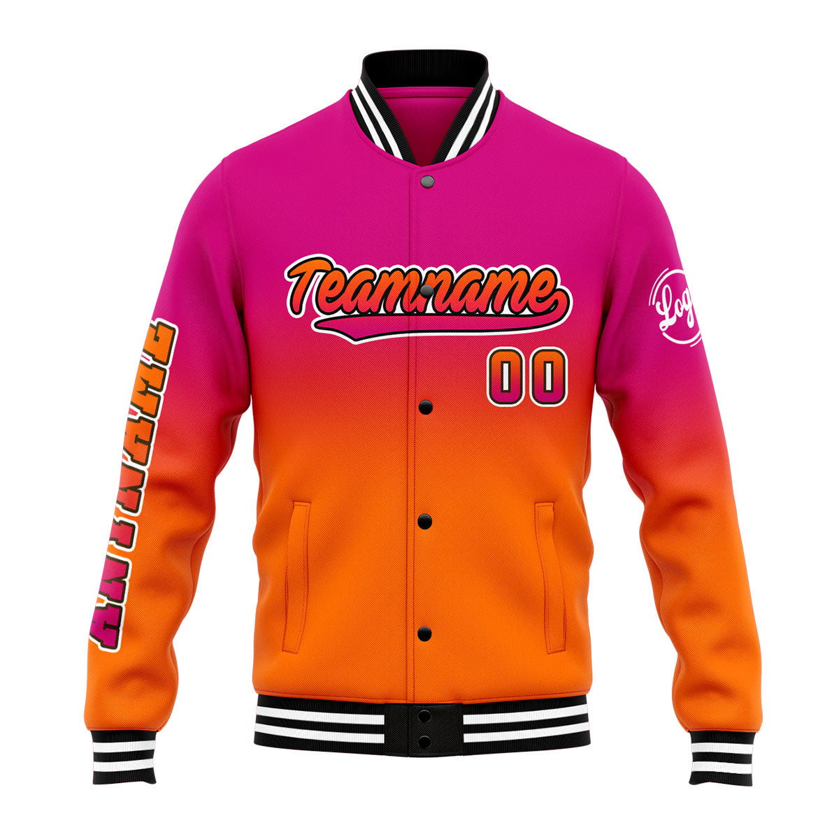 Custom Varsity Jacket Letterman Jacket For Men, Women And Youth Rose&Orange