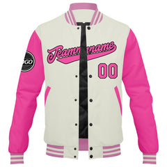 Custom Varsity Jacket Letterman Jacket For Men, Women And Youth Pink