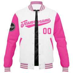 Custom Varsity Jacket Letterman Jacket For Men, Women And Youth Pink