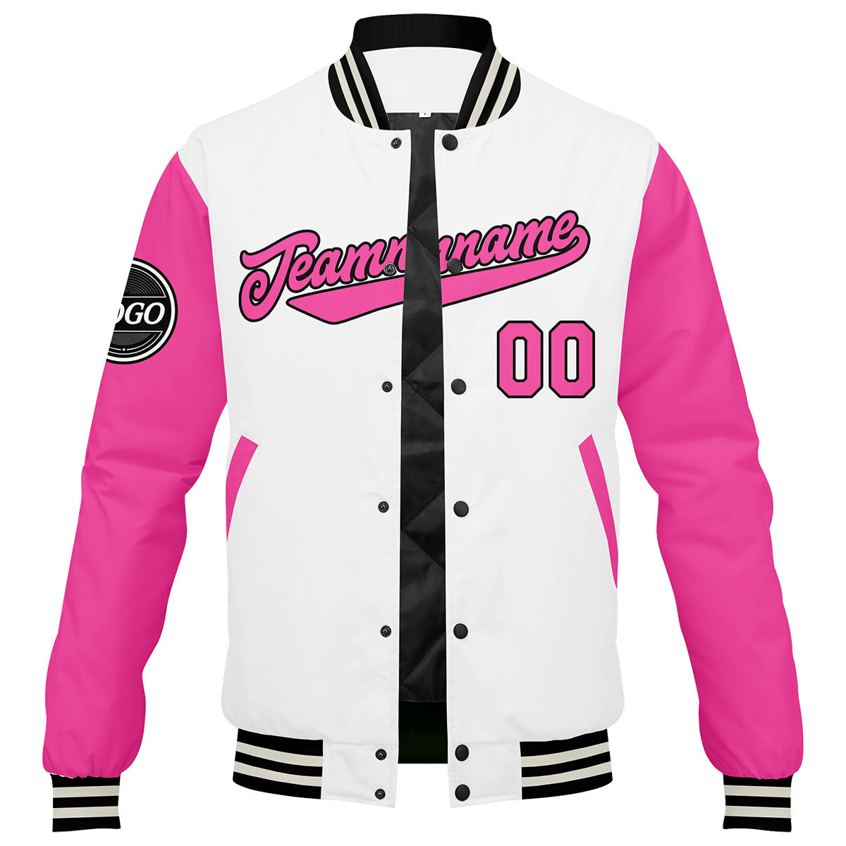 Custom Varsity Jacket Letterman Jacket For Men, Women And Youth Pink