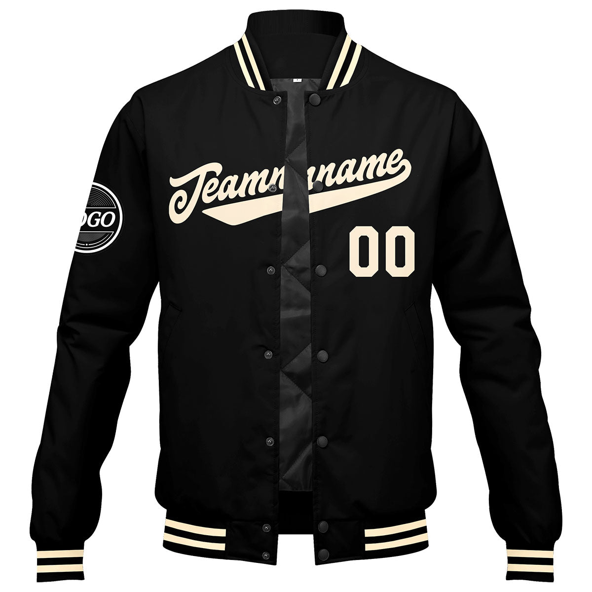 Custom Varsity Jacket Letterman Jacket For Men, Women And Youth Black Cream