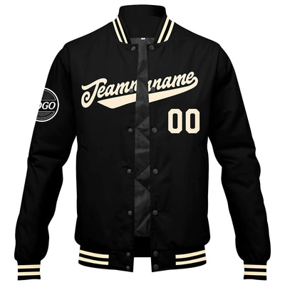 Custom Varsity Jacket Letterman Jacket For Men, Women And Youth Black Cream