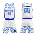 Custom White-Blue-Starry Sky Basketball Jersey for man women uniform Suit Kids Adults Personalized Jersey