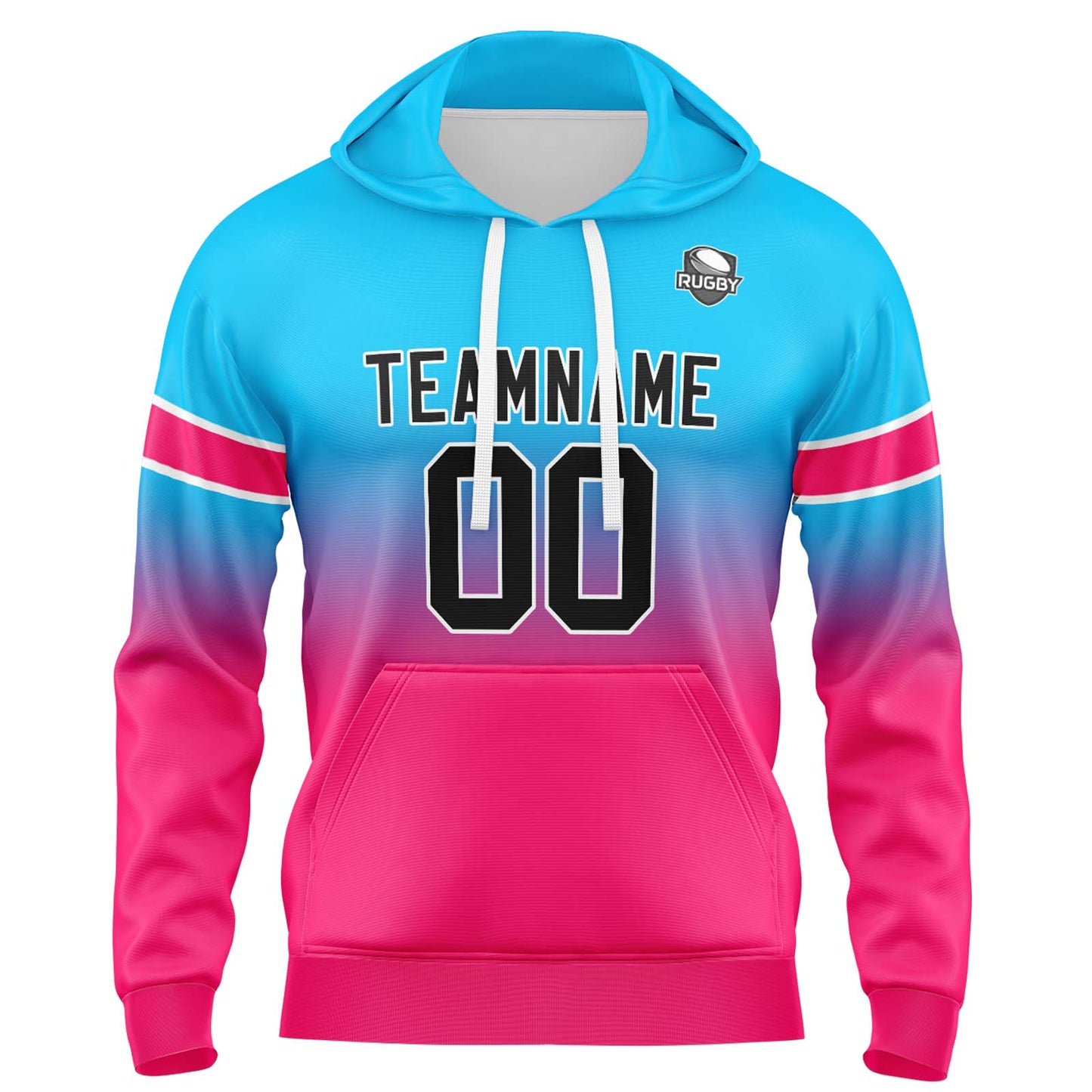 Custom Gradient Hoodie For Man Woman Girl Boy Print Your Logo Name Number Light Blue Pink