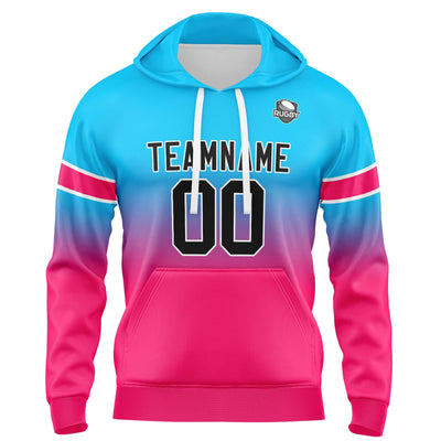 Custom Gradient Hoodie For Man Woman Girl Boy Print Your Logo Name Number Light Blue Pink