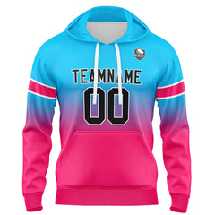 Custom Gradient Hoodie For Man Woman Girl Boy Print Your Logo Name Number Light Blue Pink