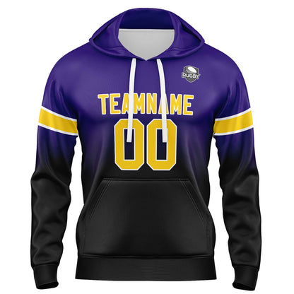 Custom Gradient Hoodie For Man Woman Girl Boy Print Your Logo Name Number Purple Black