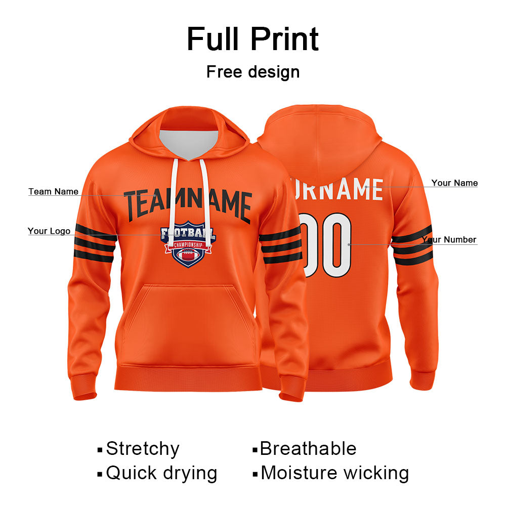 Custom Sweatshirt Hoodie For Men Women Girl Boy Print Your Logo Name Number Orange&Black&White