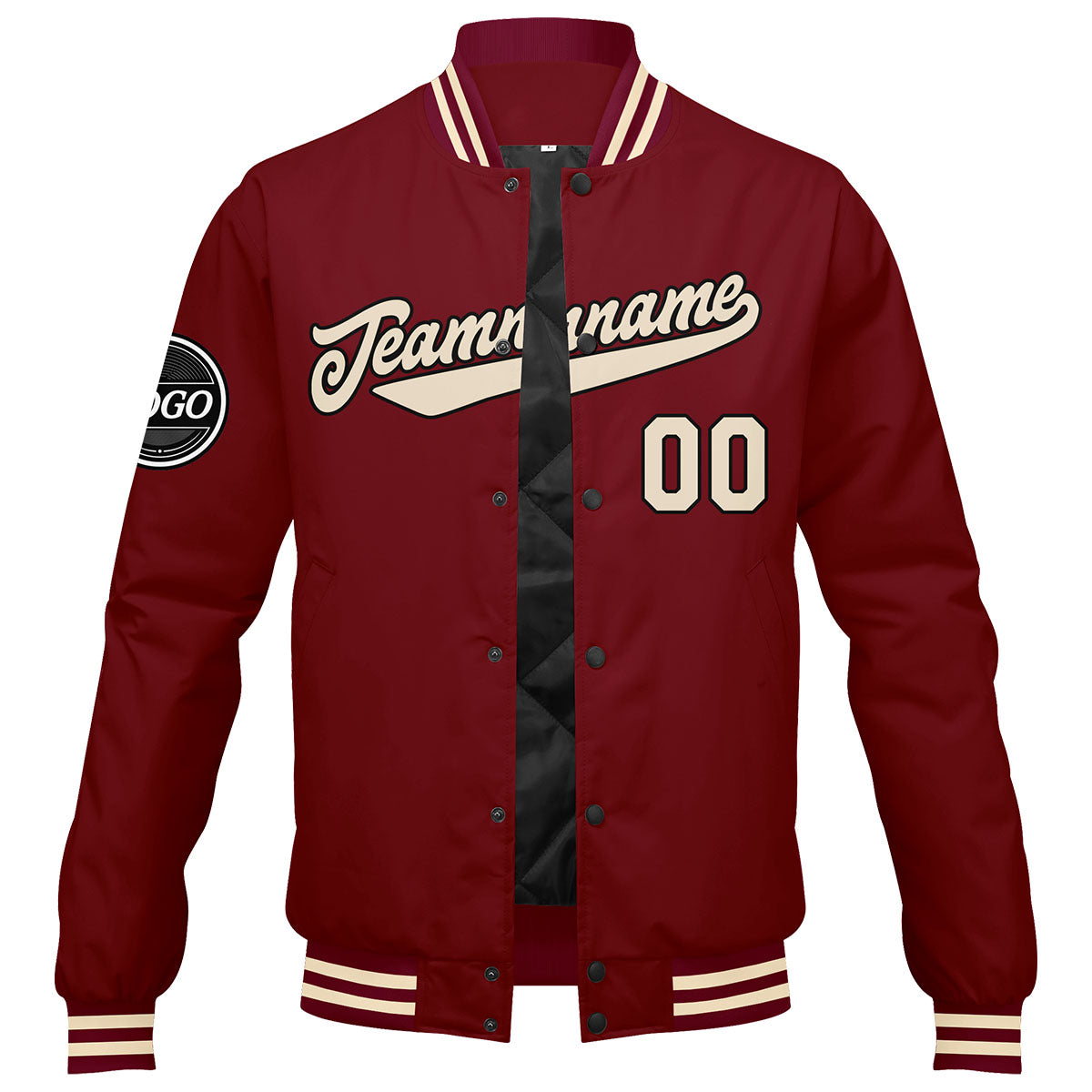 Custom Varsity Jacket Letterman Jacket For Men, Women And Youth Crimson Crimson Cream