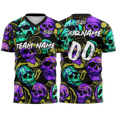 Custom Skull-Yellow&Purple T-Shirts for Sports Fans, Personalized Name and Number