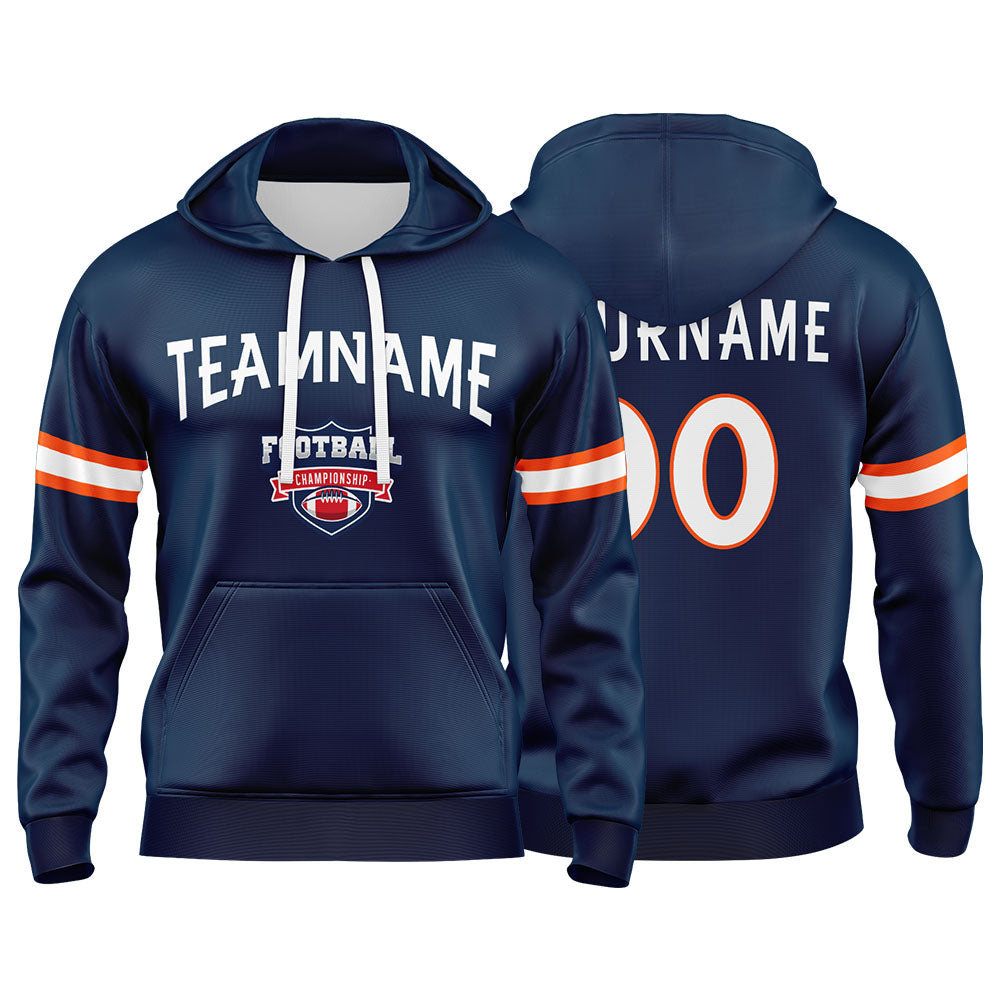 Custom Sweatshirt Hoodie For Men Women Girl Boy Print Your Logo Name Number Navy&Orange&White