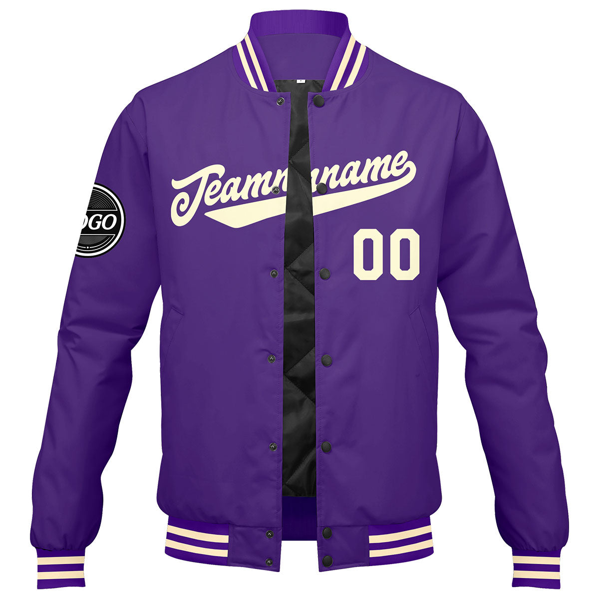 Custom Varsity Jacket Letterman Jacket For Men, Women And Youth Purple Cream