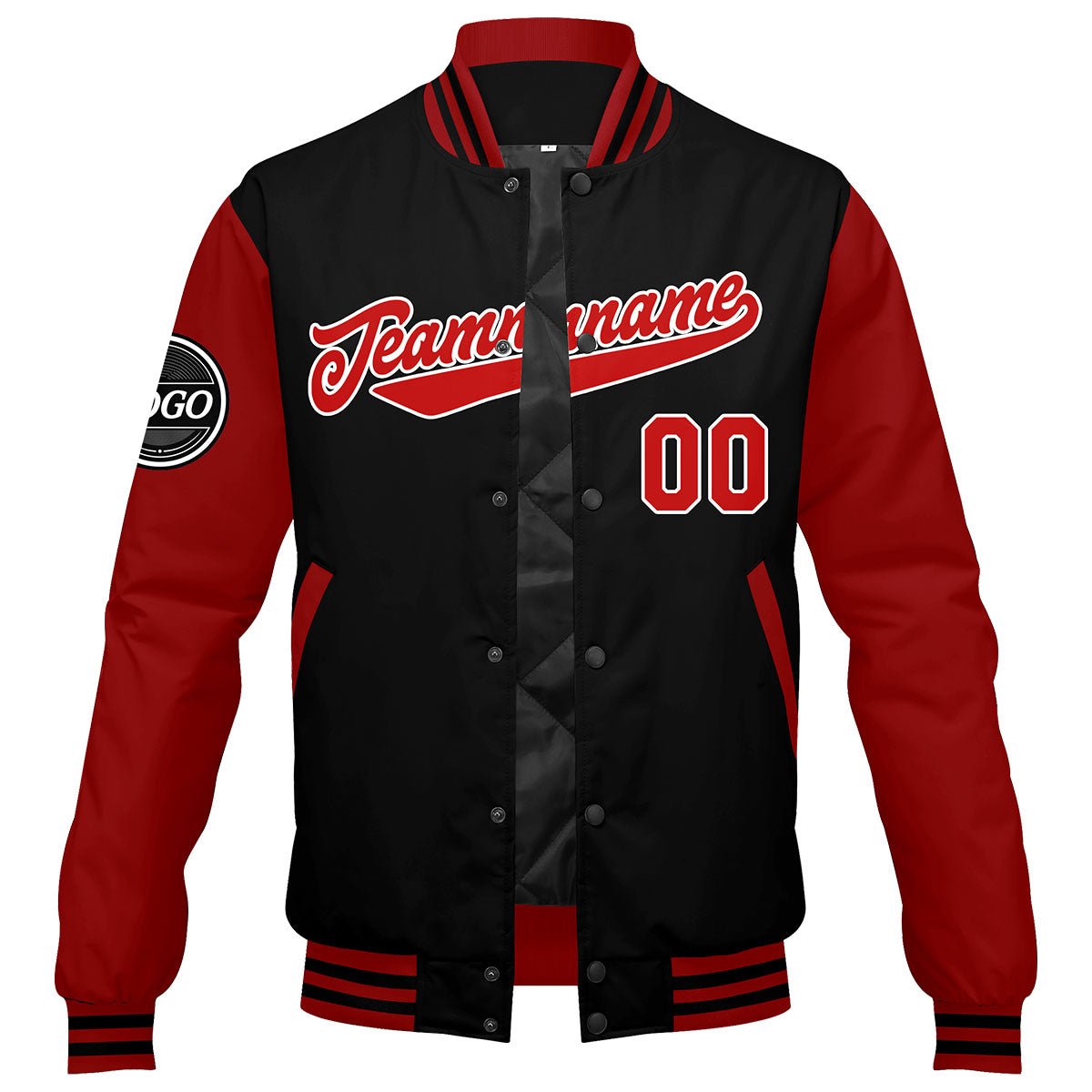 Custom Varsity Jacket Letterman Jacket For Men, Women And Youth Red Black