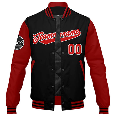 Custom Varsity Jacket Letterman Jacket For Men, Women And Youth Red Black