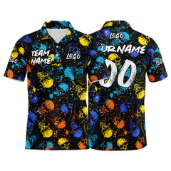 Custom Splash Skull-Blue&Yellow Football Polo Shirts Add Your Unique Logo/Name/Number