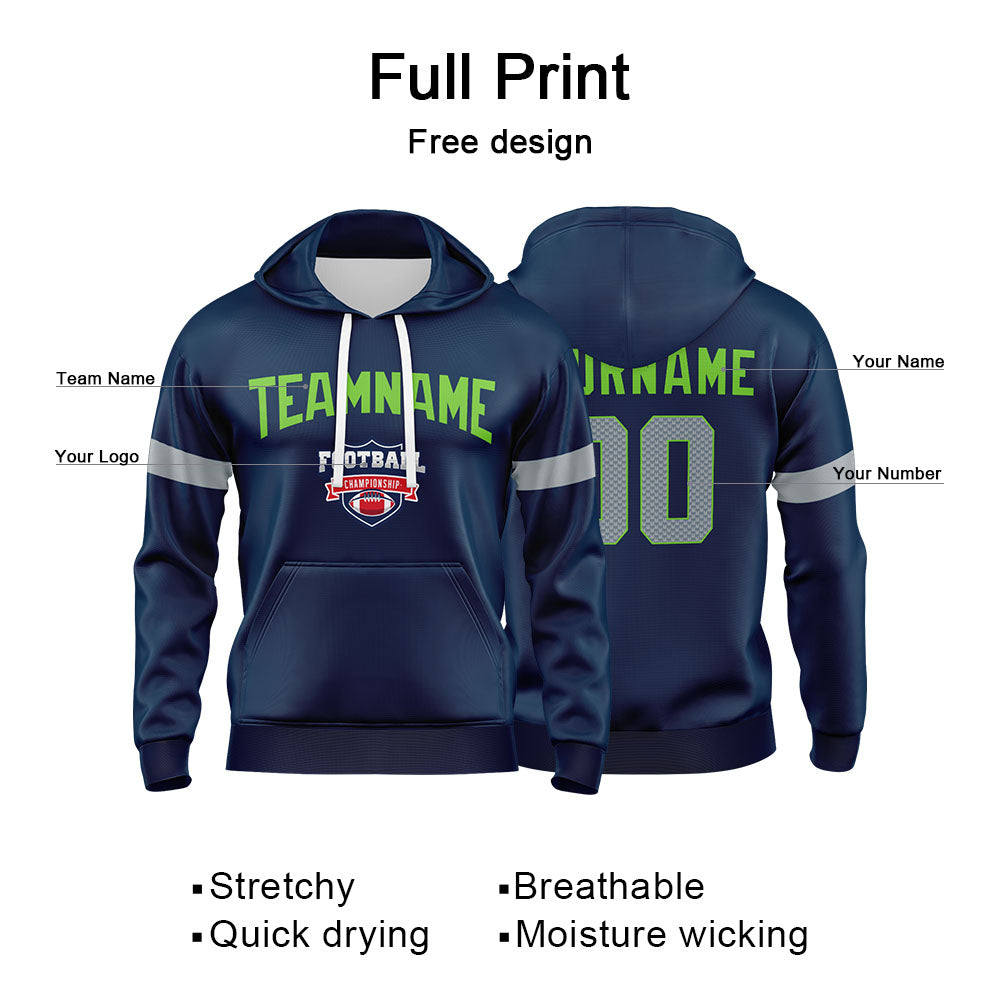 Custom Sweatshirt Hoodie For Men Women Girl Boy Print Your Logo Name Number Navy&Gray&Neon Green