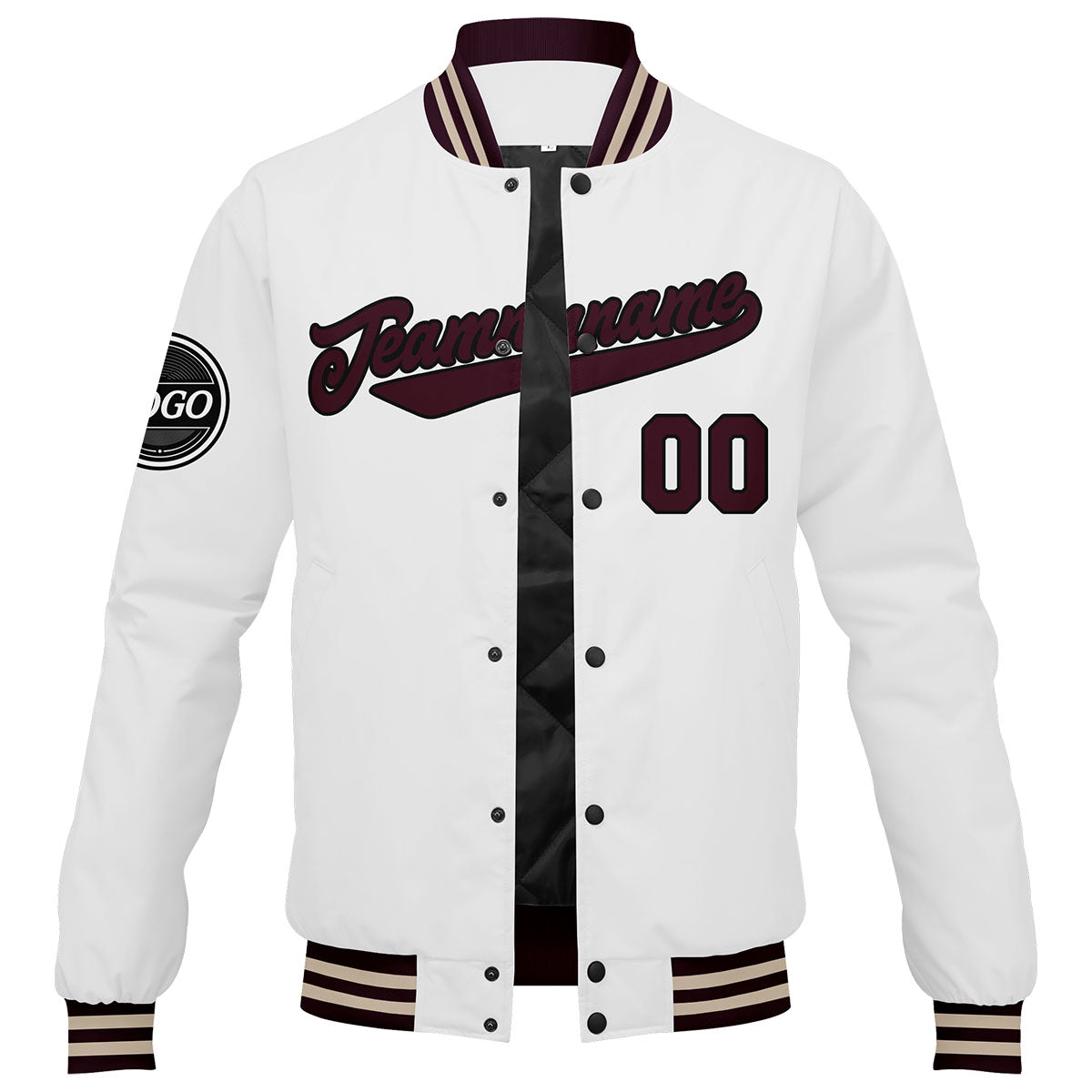 Custom Varsity Jacket Letterman Jacket For Men, Women And Youth Marroon White