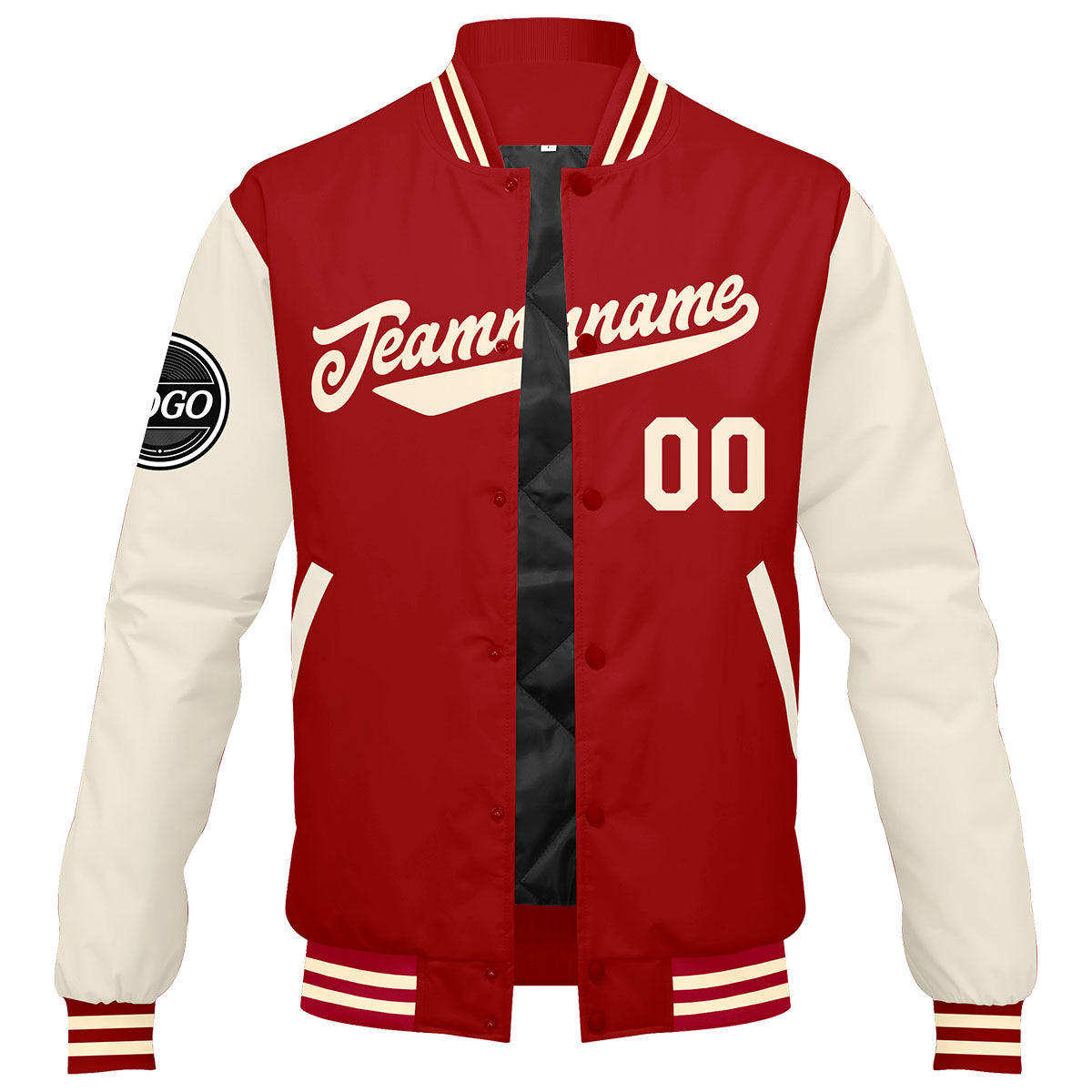 Custom Varsity Jacket Letterman Jacket For Men, Women And Youth Red Cream