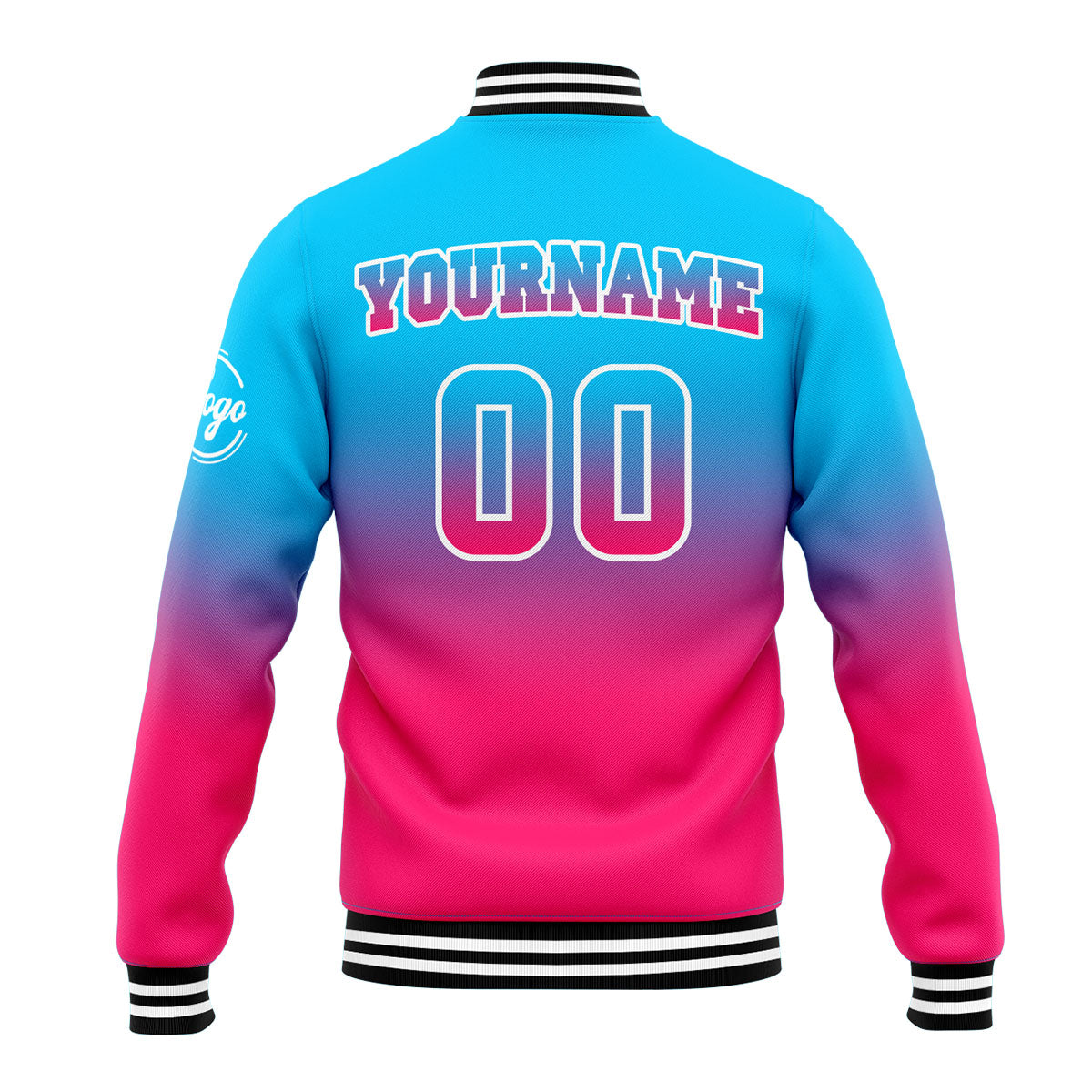 Custom Varsity Jacket Letterman Jacket For Men, Women And Youth Light Blue&Pink