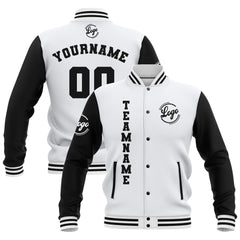 Custom White Black Waterproof Varsity Jackets Personalized Stitched Name Number Logo to Letterman Jackets