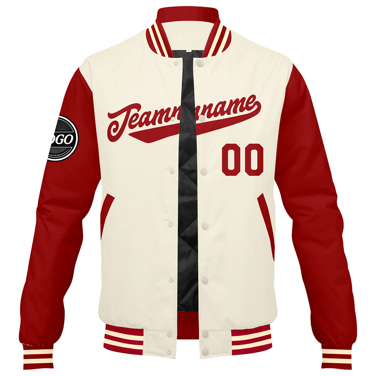 Custom Varsity Jacket Letterman Jacket For Men, Women And Youth Red Cream