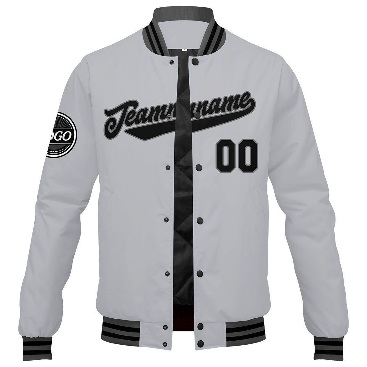 Custom Varsity Jacket Letterman Jacket For Men, Women And Youth Grey Black
