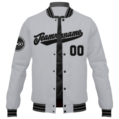 Custom Varsity Jacket Letterman Jacket For Men, Women And Youth Grey Black
