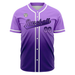 Custom Gradient Print Hip Hop Button Down Baseball Jersey Purple