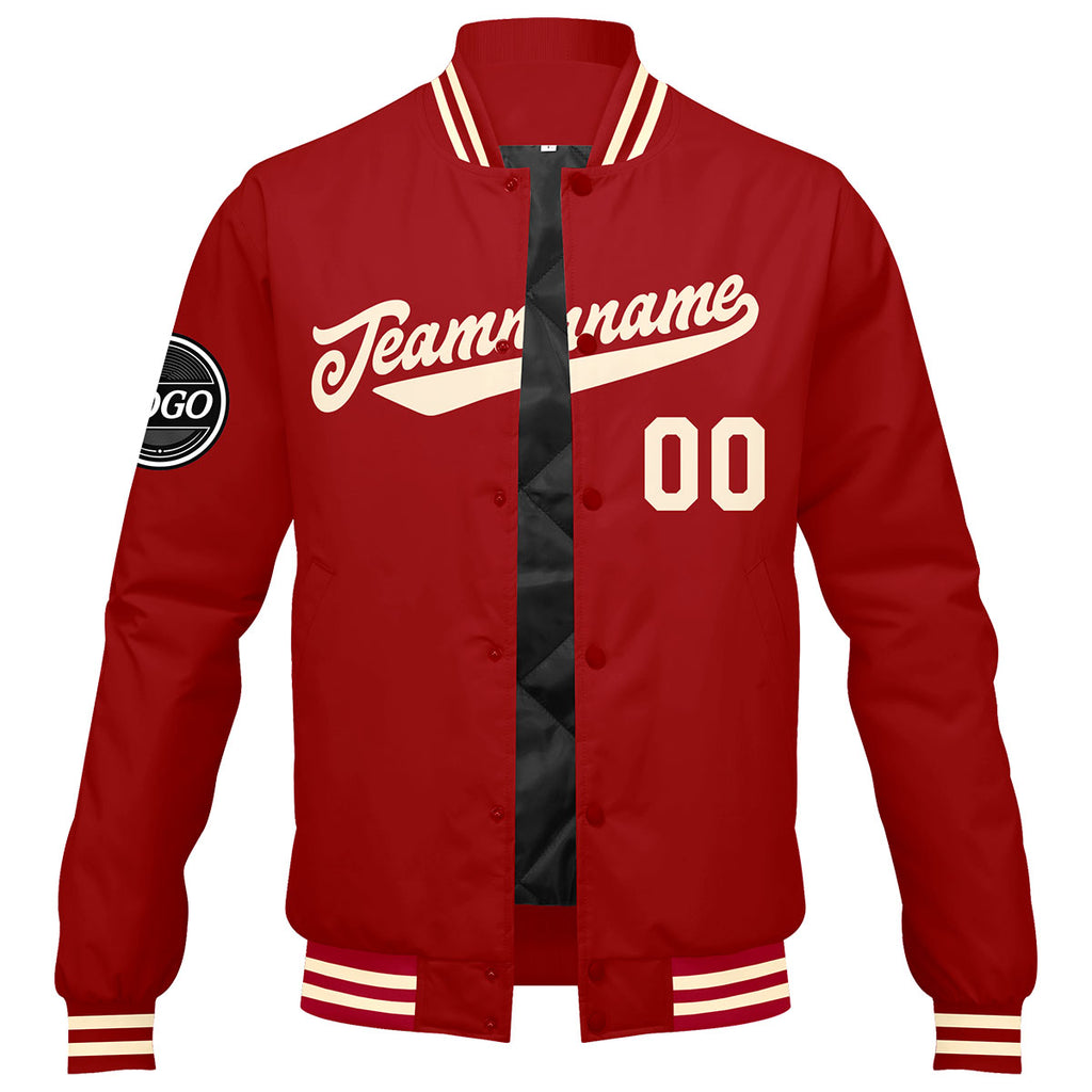 Custom Varsity Jacket Letterman Jacket For Men, Women And Youth Red Cream