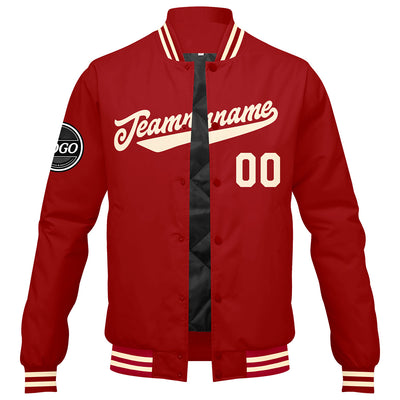 Custom Varsity Jacket Letterman Jacket For Men, Women And Youth Red Cream