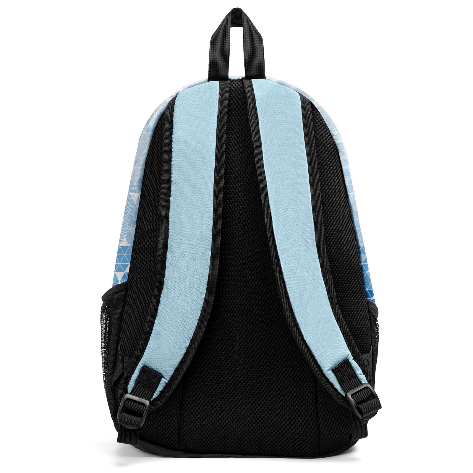 Customize Light Blue Black Sports Backpacks Featuring Personalized Names, Numbers and Logos