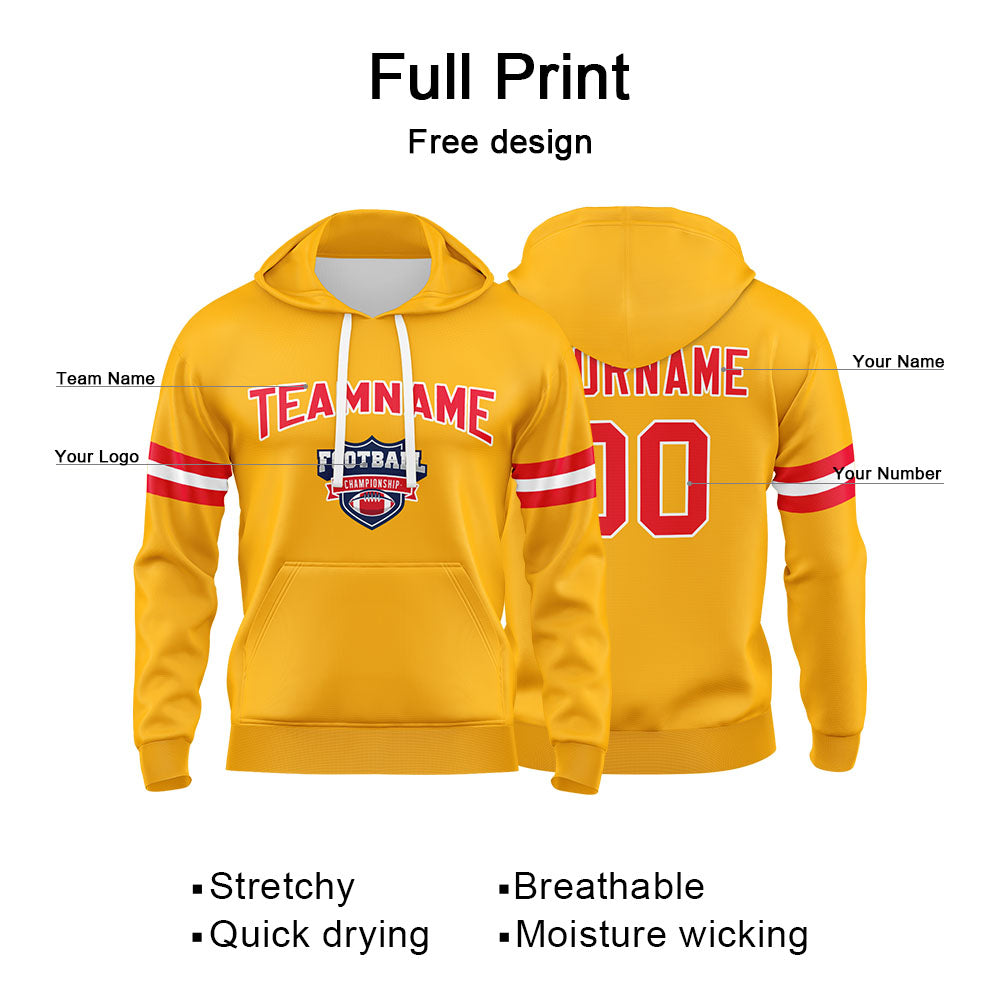 Custom Sweatshirt Hoodie For Men Women Girl Boy Print Your Logo Name Number Yellow&Red&White