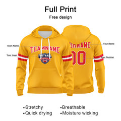 Custom Sweatshirt Hoodie For Men Women Girl Boy Print Your Logo Name Number Yellow&Red&White