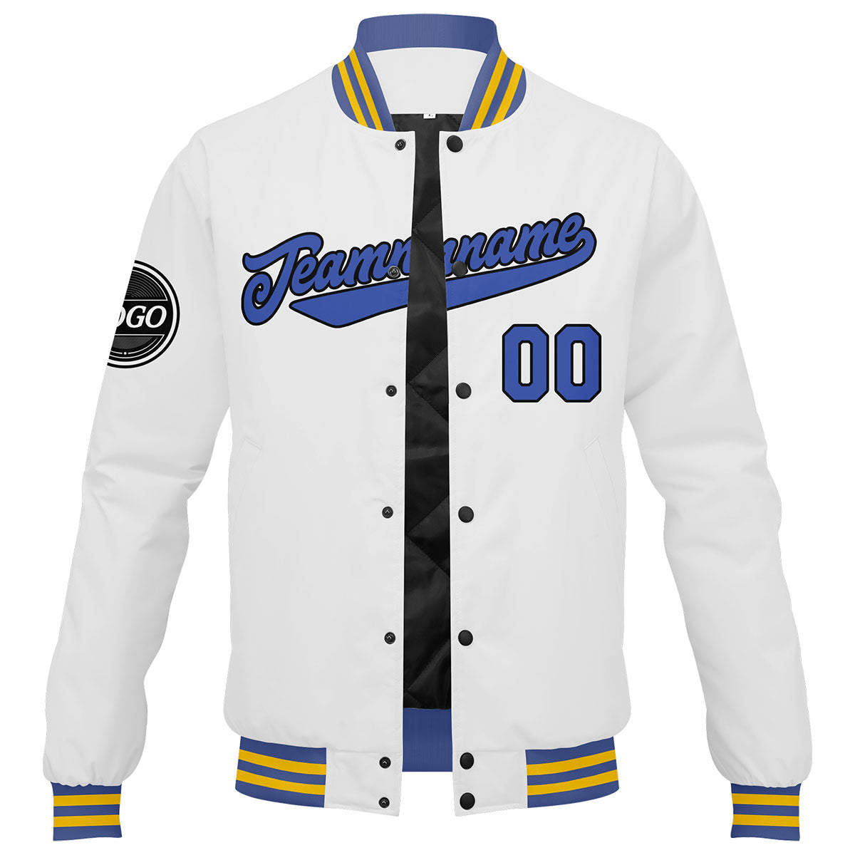 Custom Varsity Jacket Letterman Jacket For Men, Women And Youth White Blue