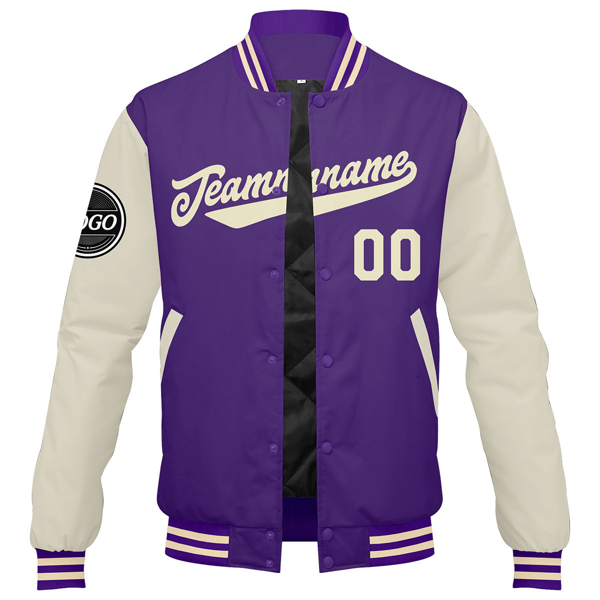 Custom Varsity Jacket Letterman Jacket For Men, Women And Youth Purple Cream