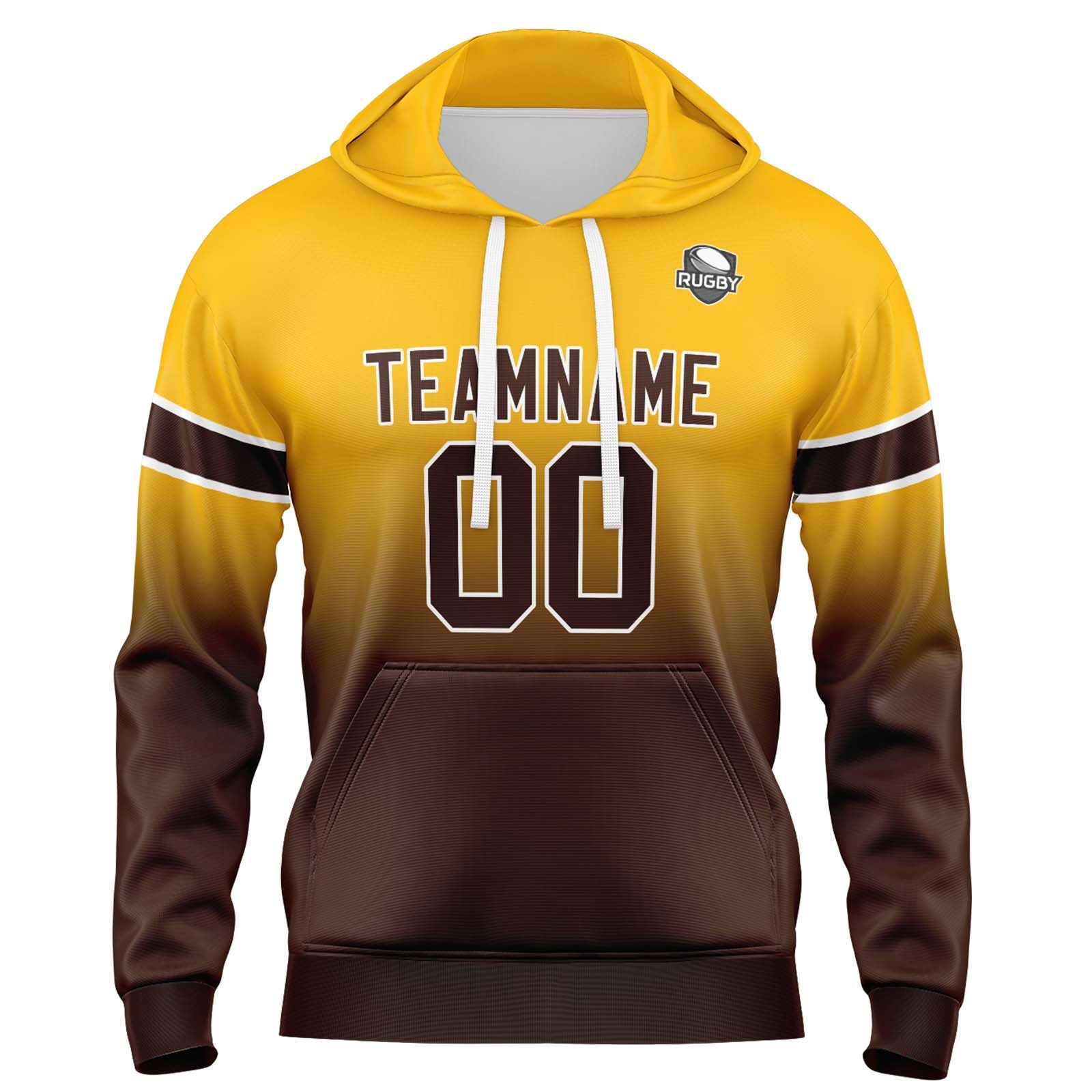 Custom Gradient Hoodie For Man Woman Girl Boy Print Your Logo Name Number Yellow Brown