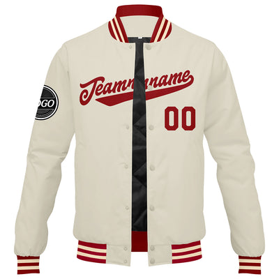 Custom Varsity Jacket Letterman Jacket For Men, Women And Youth Red Cream