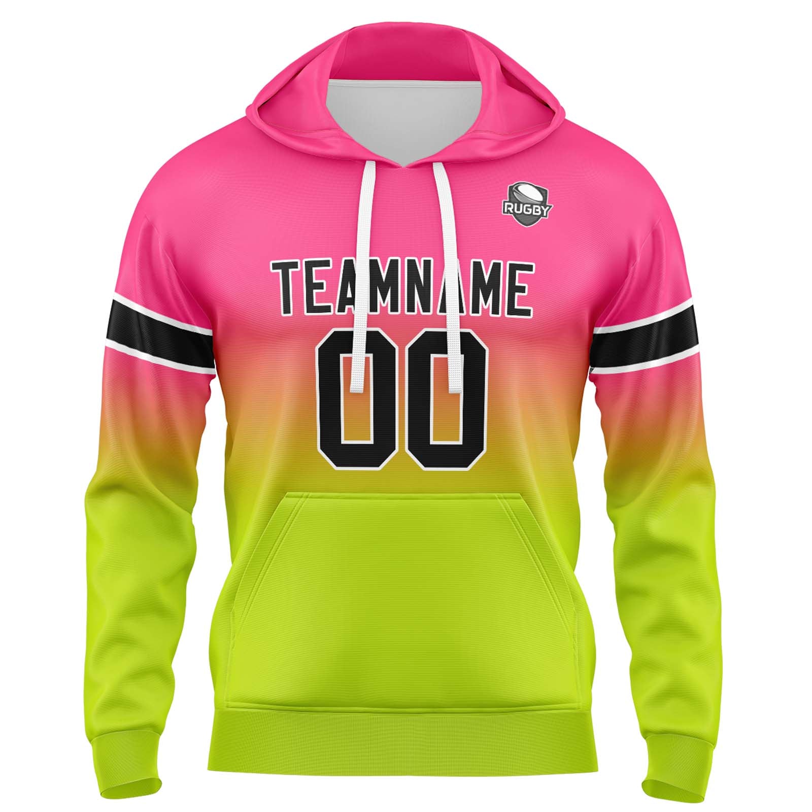 Custom Gradient Hoodie For Man Woman Girl Boy Print Your Logo Name Number Pink Chartreuse