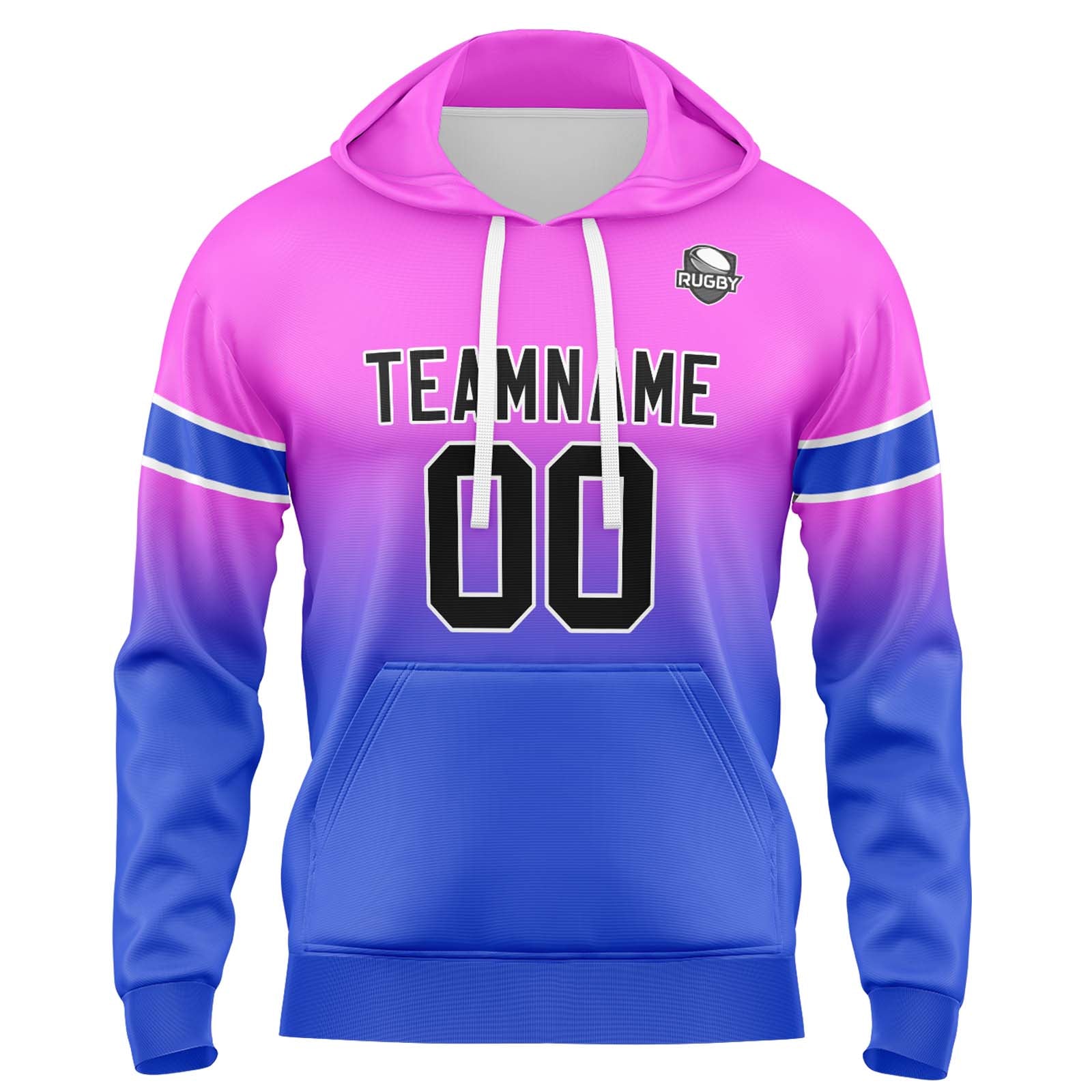 Custom Gradient Hoodie For Man Woman Girl Boy Print Your Logo Name Number Pink Blue