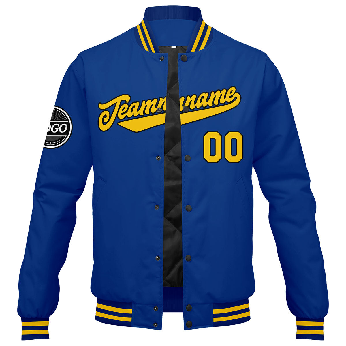 Custom Varsity Jacket Letterman Jacket For Men, Women And Youth Royal Yellow