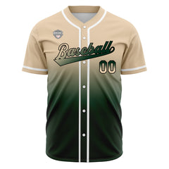 Custom Gradient Print Hip Hop Button Down Baseball Jersey Khaki&Dark Green