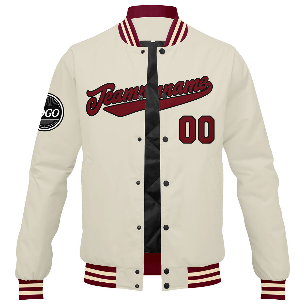 Custom Varsity Jacket Letterman Jacket For Men, Women And Youth Crimson Crimson Cream