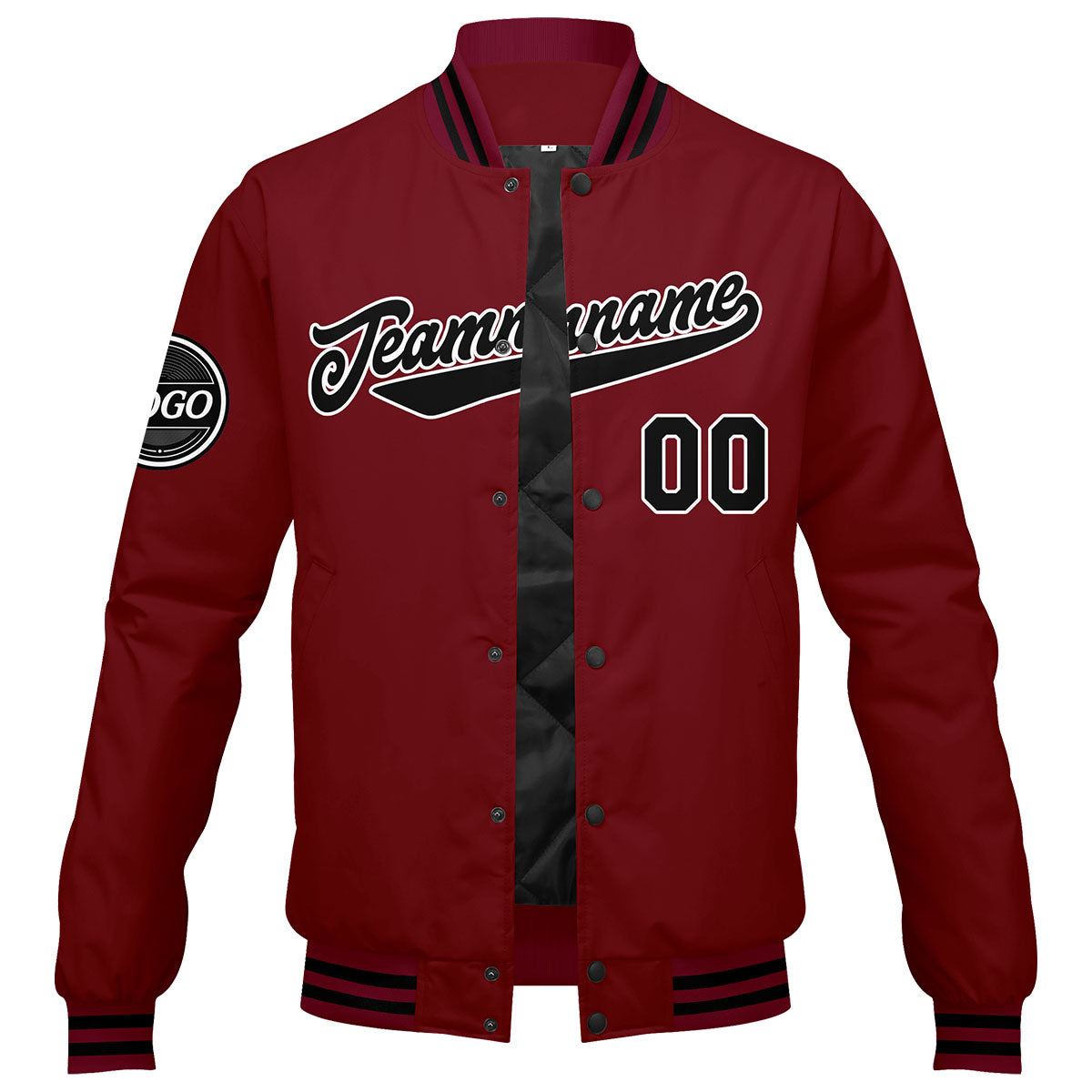Custom Varsity Jacket Letterman Jacket For Men, Women And Youth Crimson Black