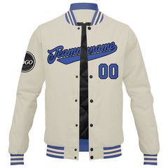 Custom Varsity Jacket Letterman Jacket For Men, Women And Youth Cream Blue